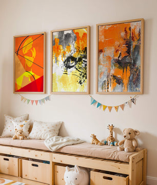 Peintures abstraites modernes dans des tons orangés