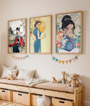 Impresiones Artísticas de Mujeres en Estilo Tradicional Asiático