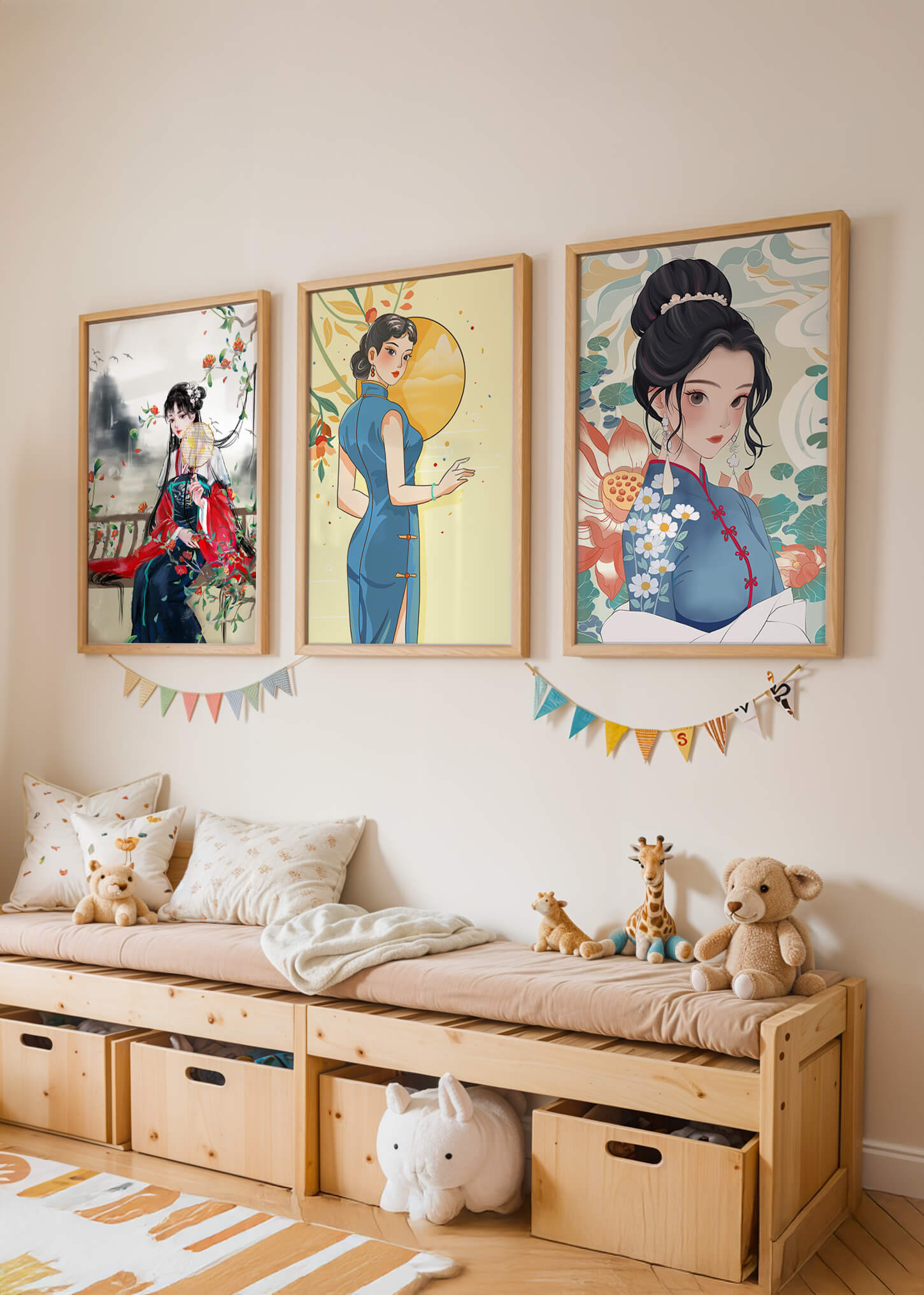 Impressions artistiques de femmes dans le style traditionnel asiatique