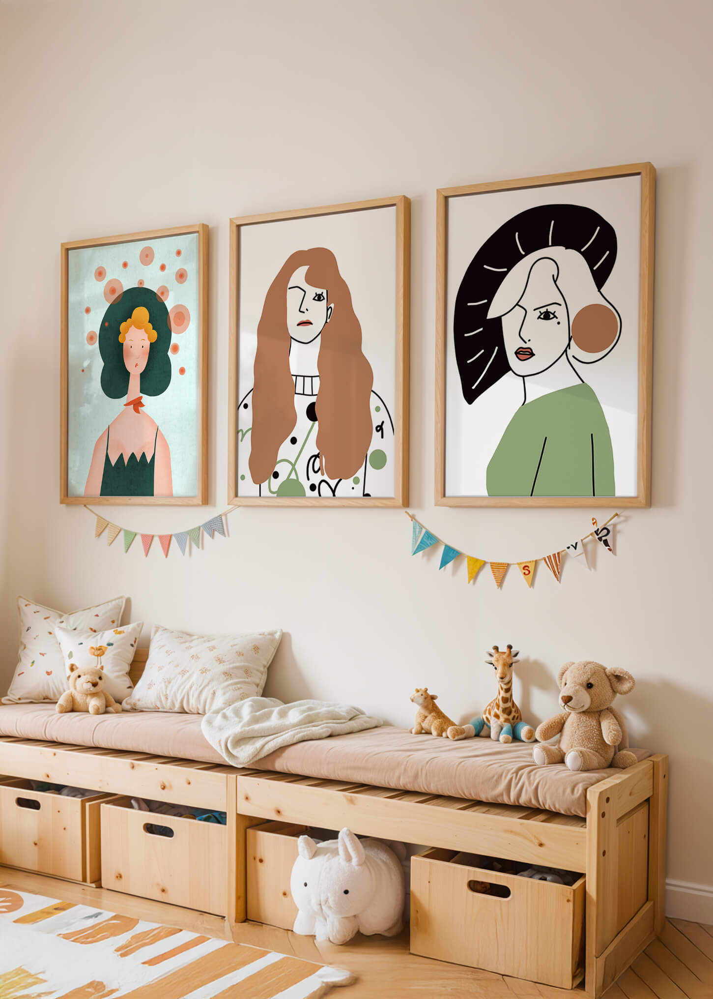 Obras Modernas de Arte con Figuras Femeninas y Coloridos Abstractos