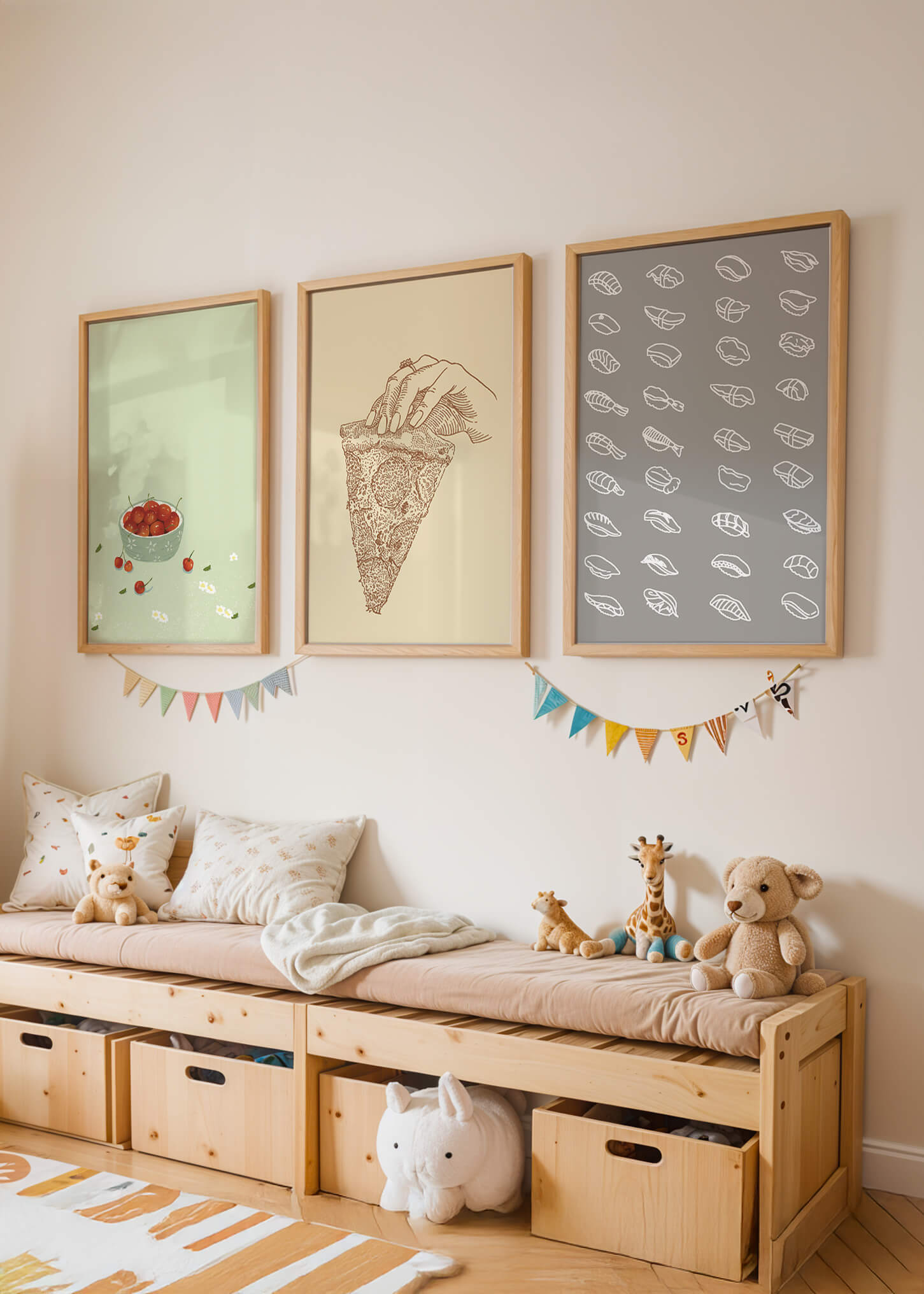 Trío de Pósteres de Arte Moderno de Comida