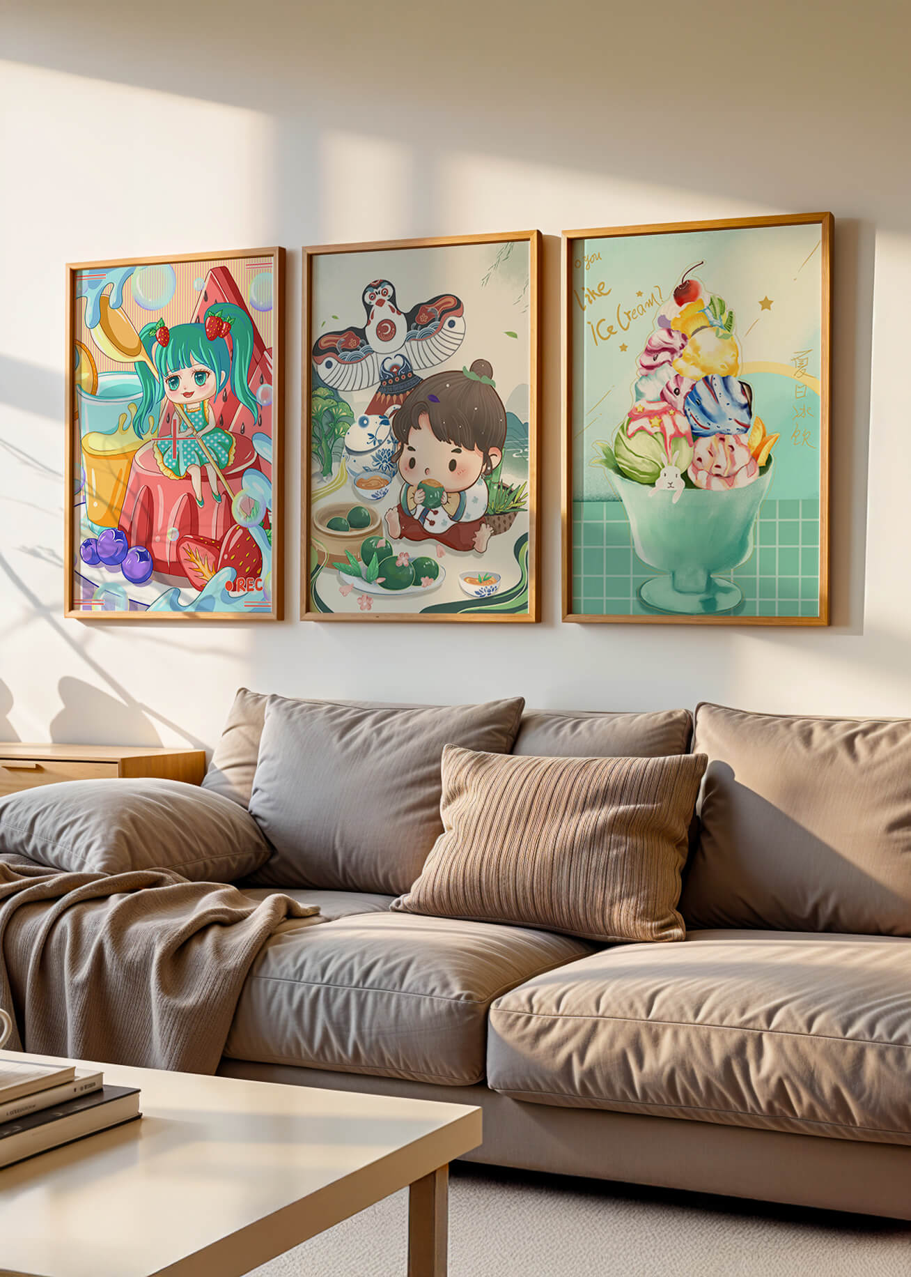 Illustrations d’art coloré avec des personnages animés et un design moderne