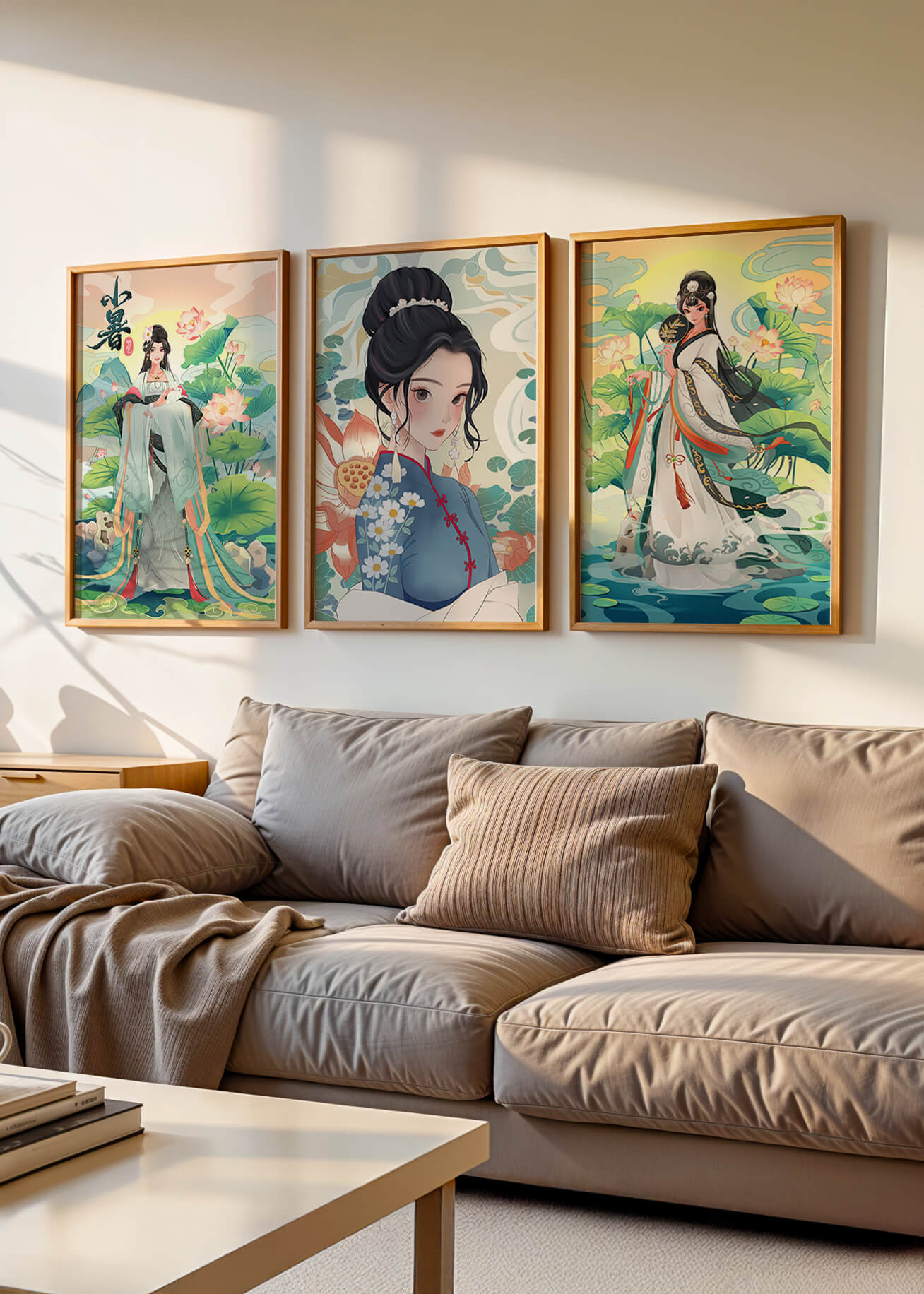 Serie De Arte Chino Con Mujeres Tradicionales En Impresión De Alta Calidad