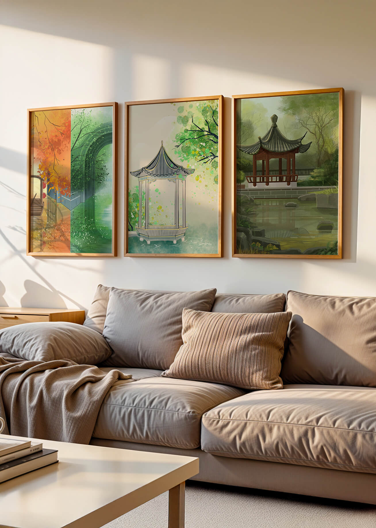 Art de paysages orientaux avec des éléments architecturaux