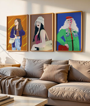 Conjunto de Retratos Modernos de Mujeres con Estilo en Arte Digital