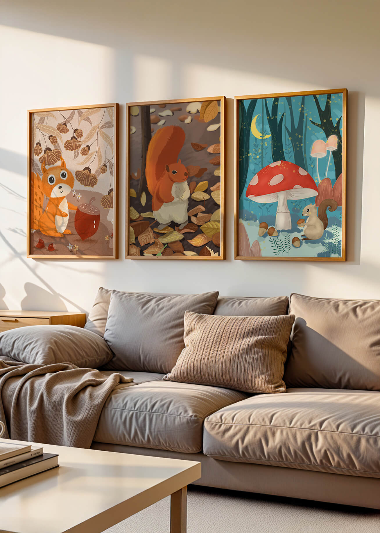 Ilustraciones De Animales En Un Bosque Otoñal