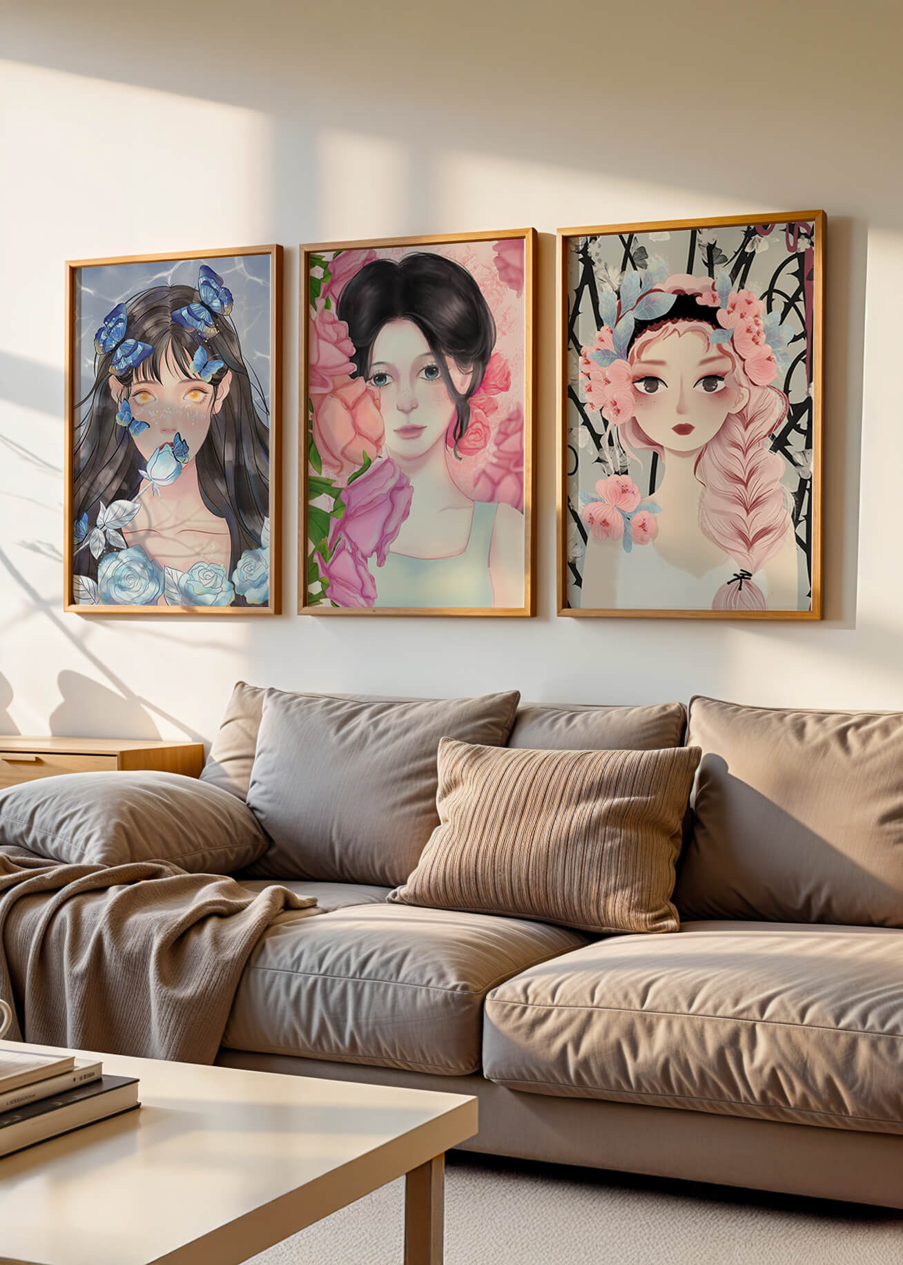 Arte De Mujeres Con Flores En Lienzos De Alta Calidad