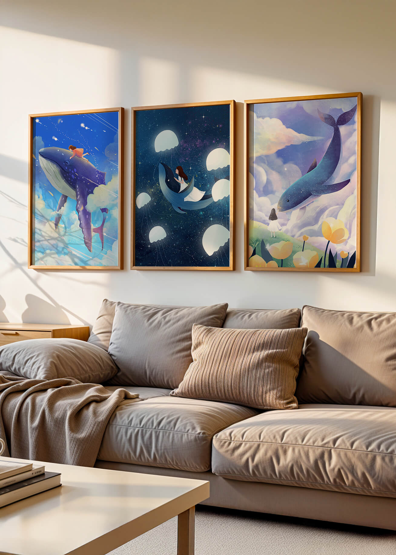 Impresiones Artísticas con Ballenas en Estilo Fantasía