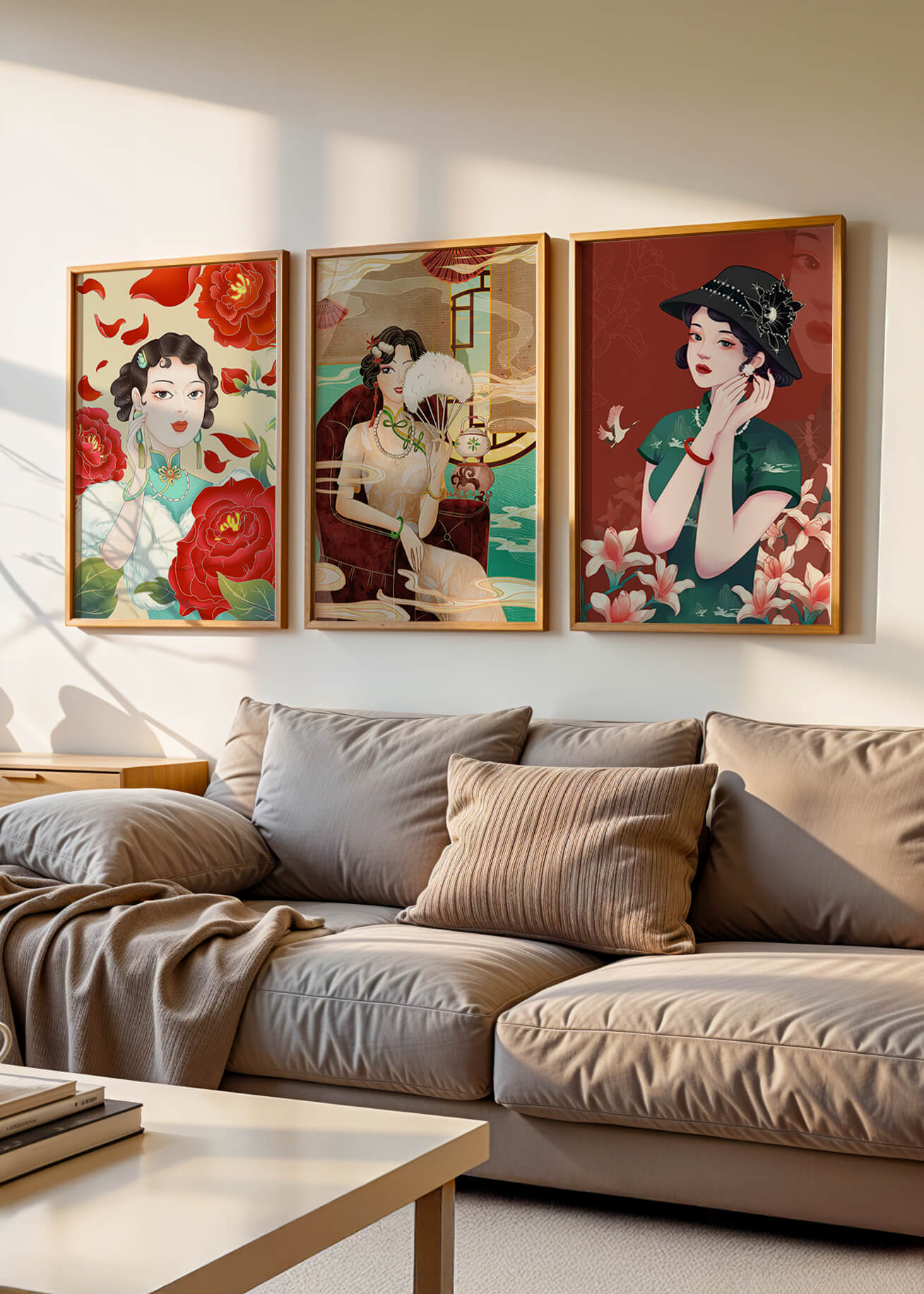 Tríptico de Arte de Mujeres en Colores Vibrantes