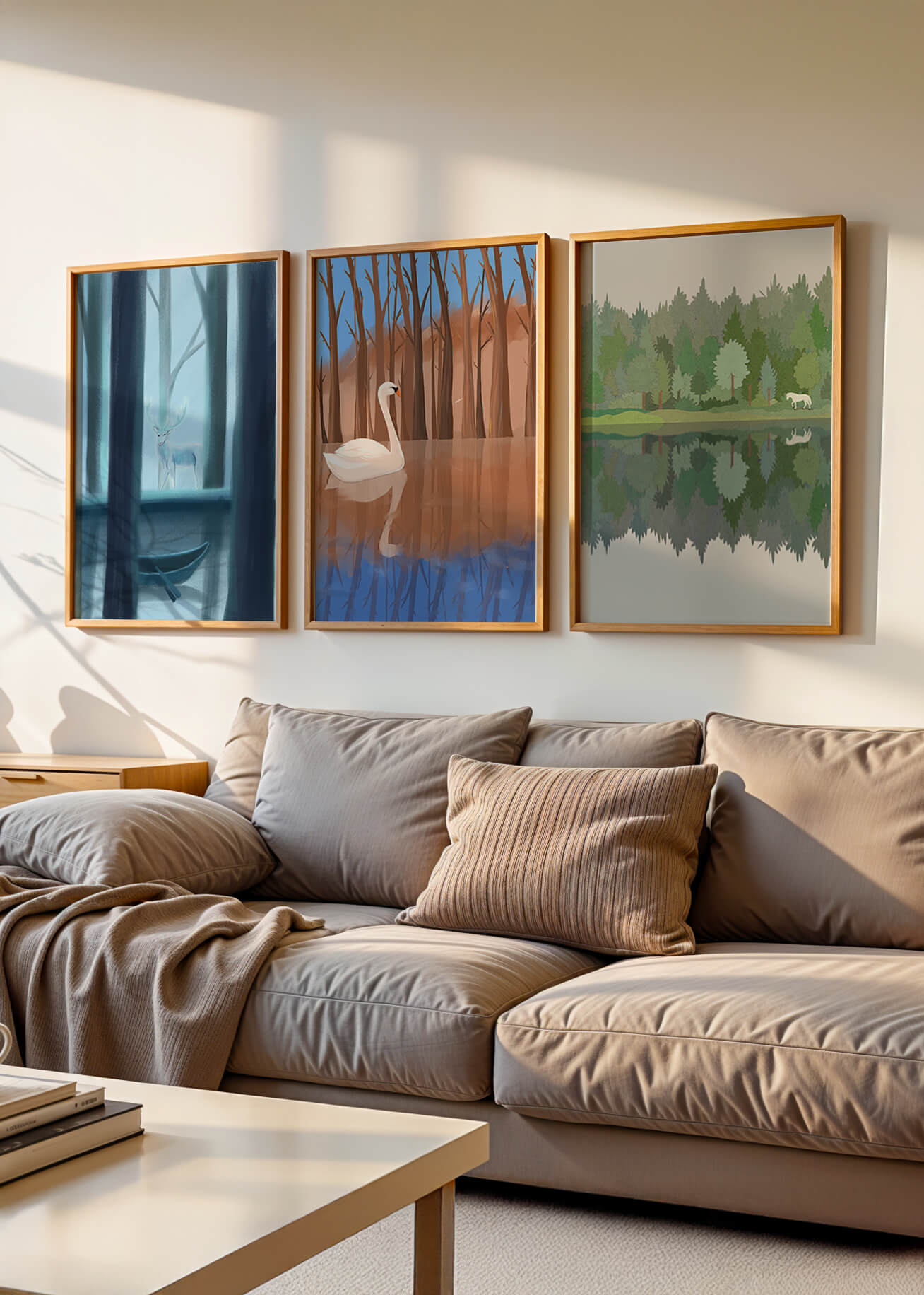 Ensemble de trois impressions artistiques inspirées par la nature