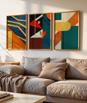 Ensemble d’art abstrait coloré avec des éléments dorés