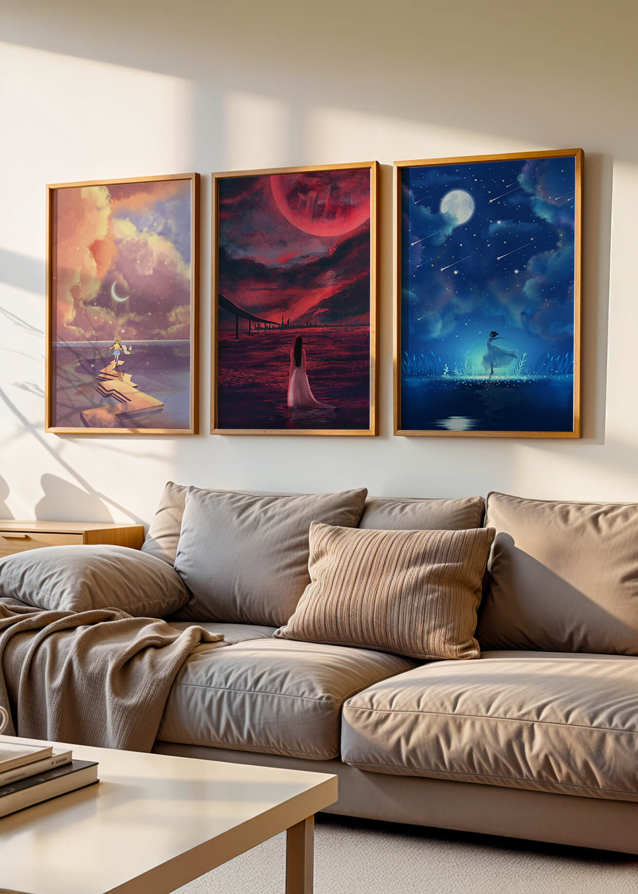 Decoración Moderna de Pared con Obras de Arte Sin Marco