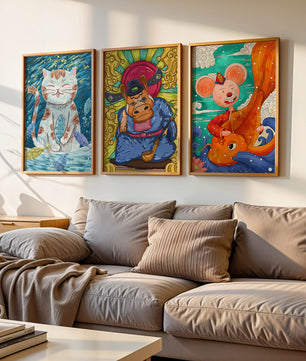Ensemble d'illustrations d'animaux au style fantastique
