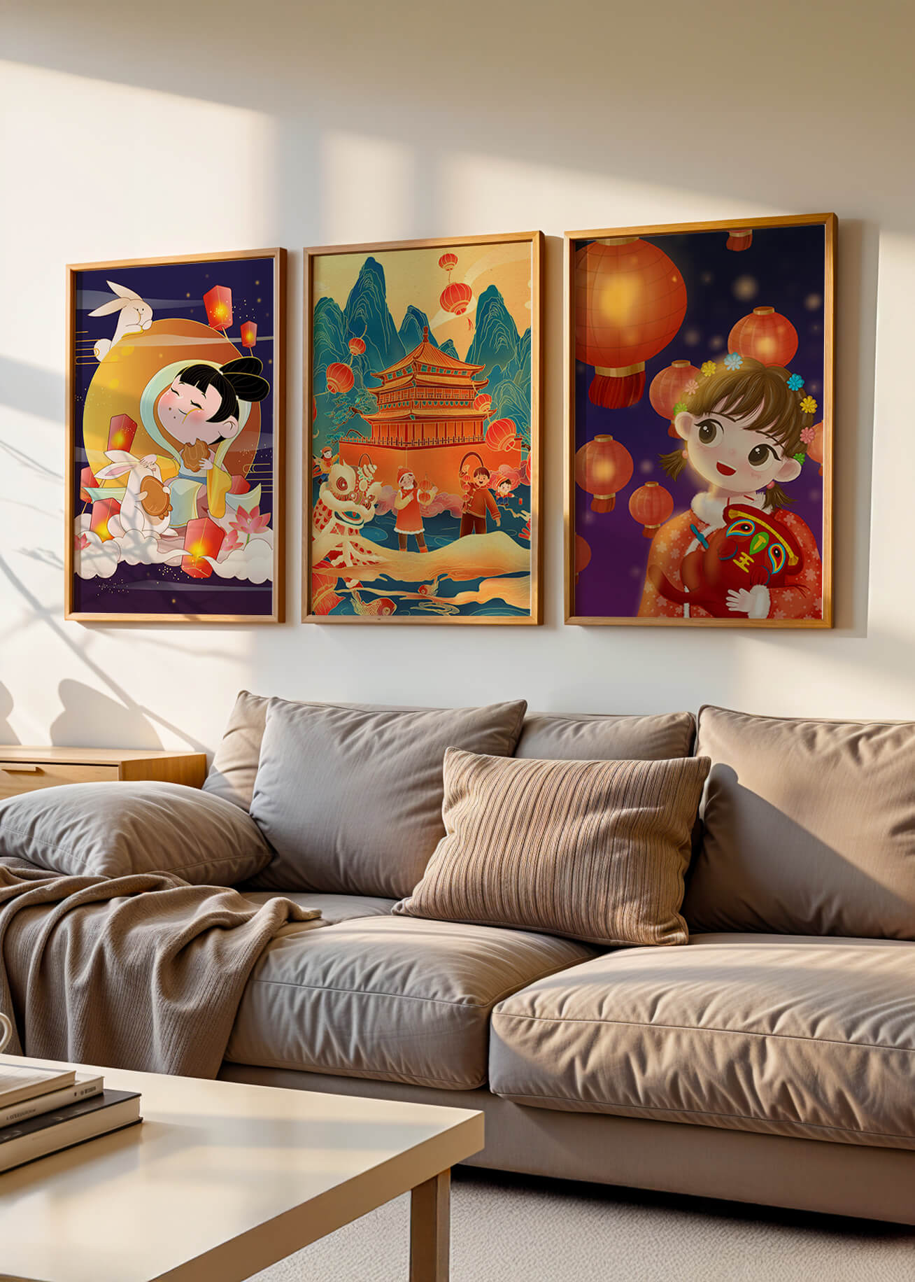 Imágenes Artísticas Orientales con Linternas y Figuras Tradicionales