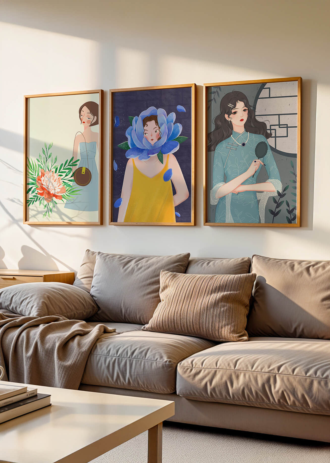 Cuadros Modernos con Ilustraciones Artísticas Femeninas en Estilo Colorido