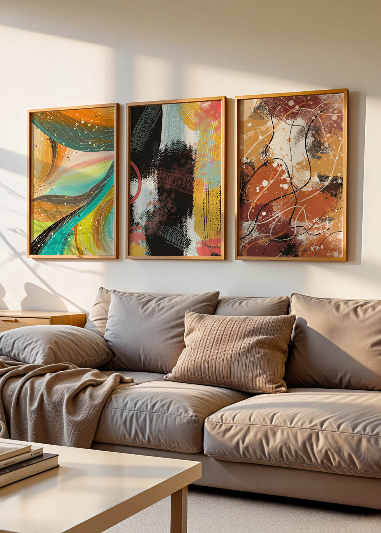 Conjunto De Cuadros Abstractos De Impresión En Alta Calidad