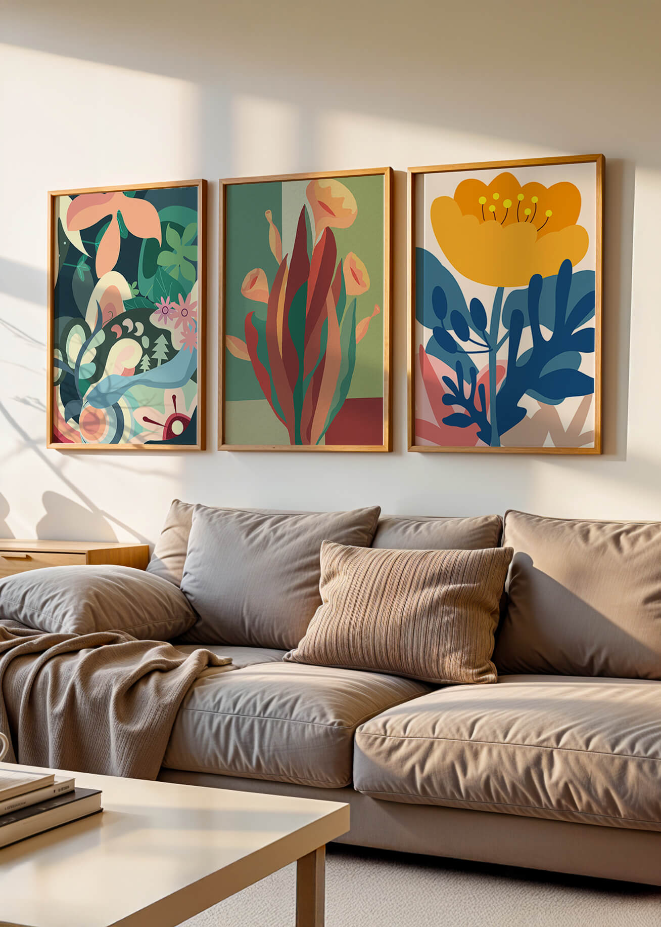 Conjunto De Arte Floral Moderno Sin Marco