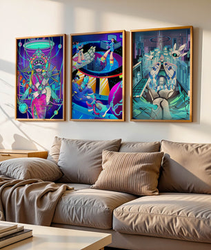 Œuvres d’art de science-fiction au design futuriste et aux couleurs vives