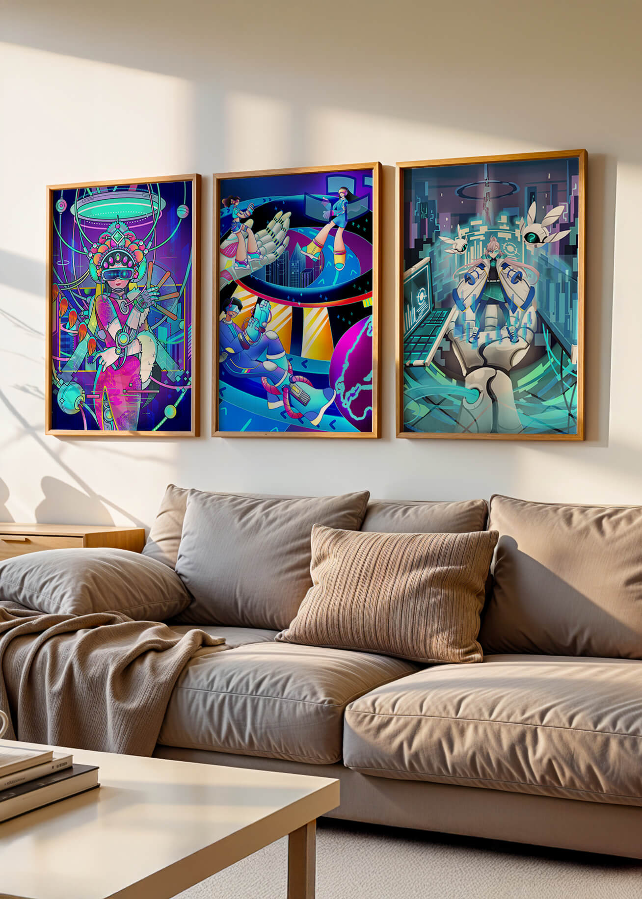 Obras de Arte de Ciencia Ficción con Diseño Futurista y Colores Vivos