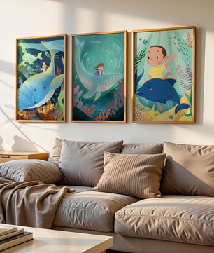 Tableau pour Enfants d’Aventures Sous-Marines avec Animaux Marins