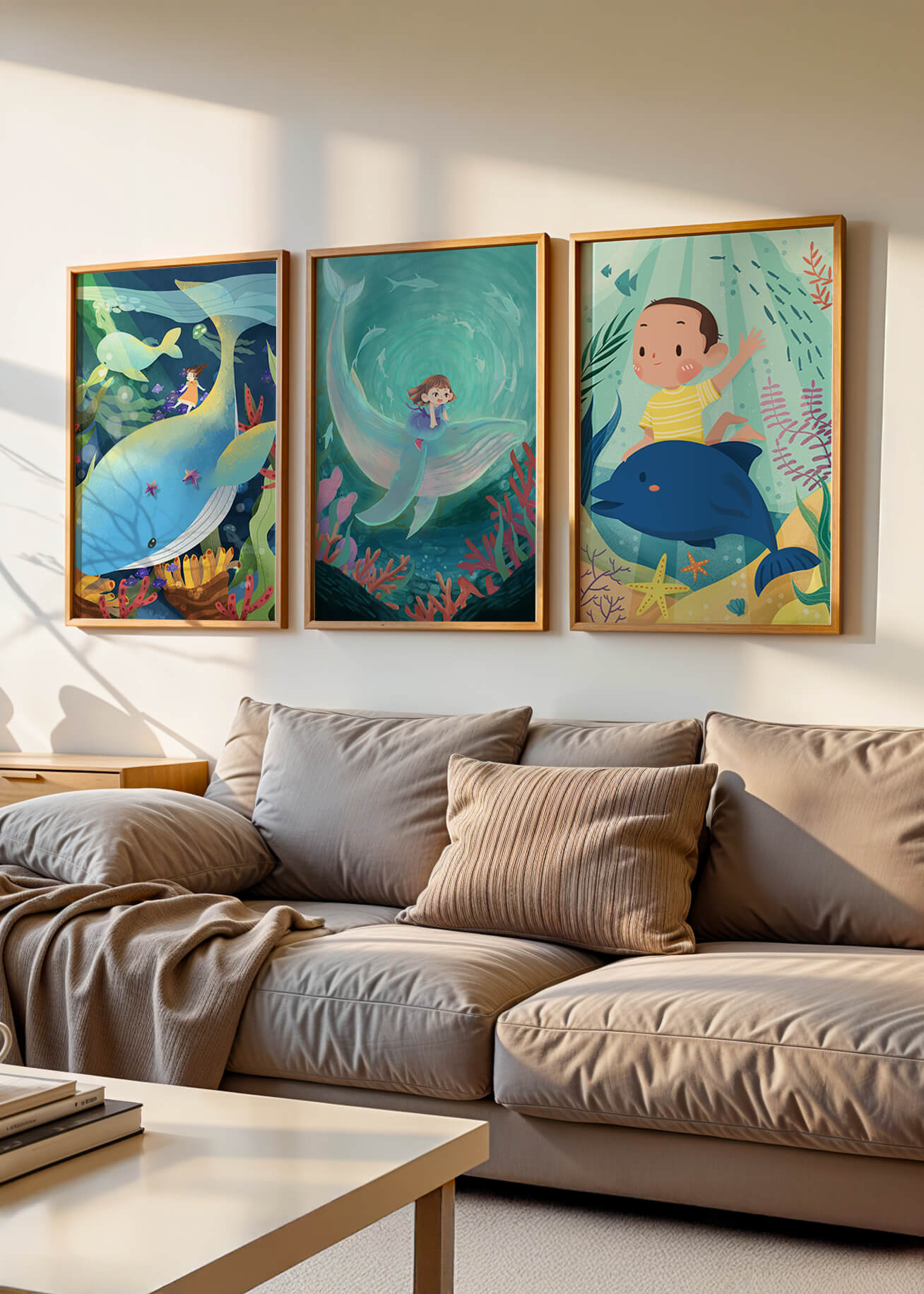 Tableau pour Enfants d’Aventures Sous-Marines avec Animaux Marins