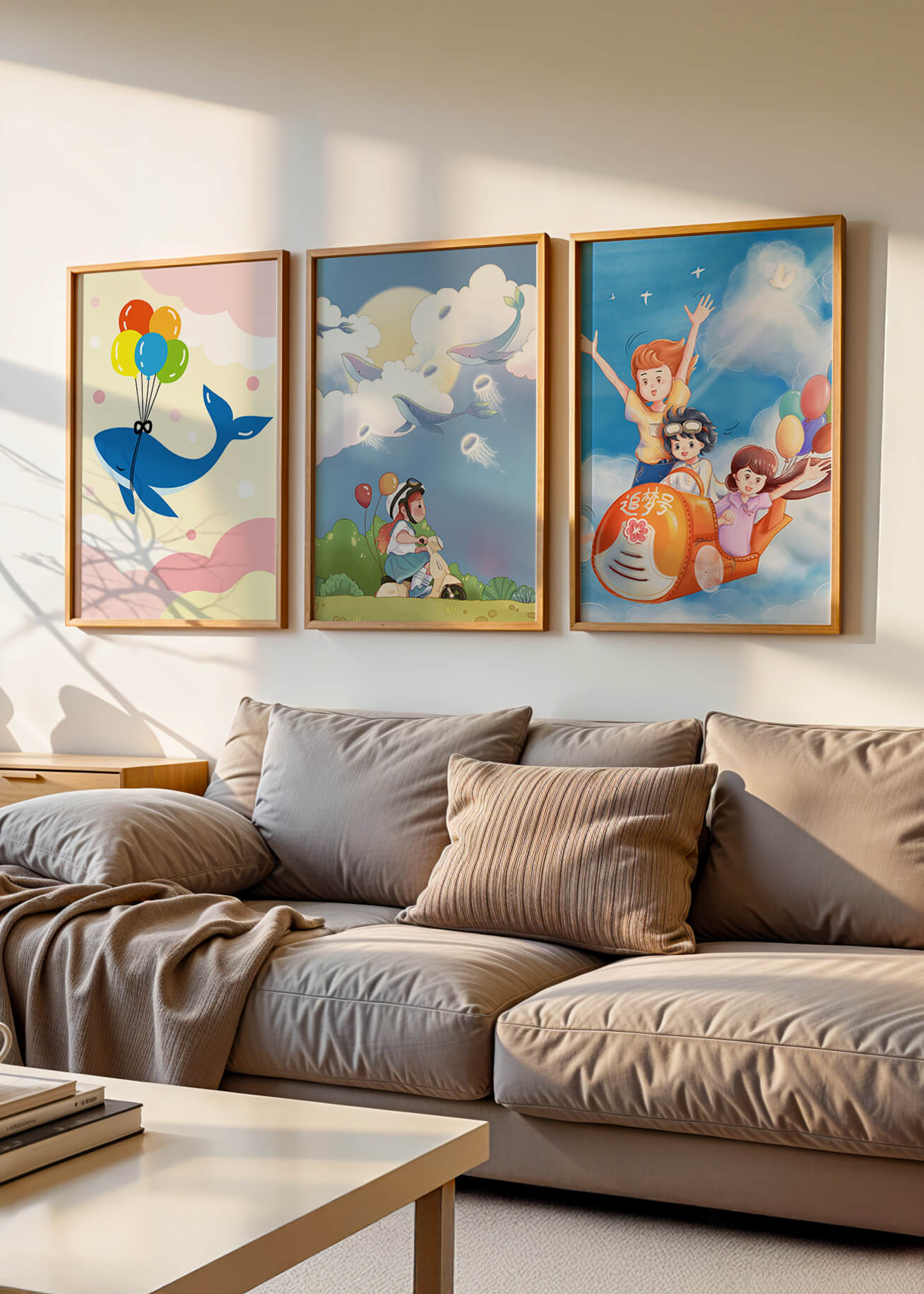 Conjunto de Ilustraciones Fantasía Infantil en Marcos Dorados