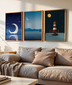 Ensemble de toiles Nuit étoilée et Phare