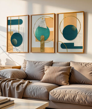 Art géométrique abstrait avec finition dorée