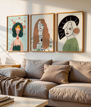 Obras Modernas de Arte con Figuras Femeninas y Coloridos Abstractos