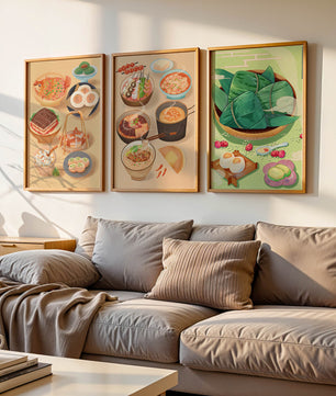 Illustrations de plats orientaux dans un style contemporain