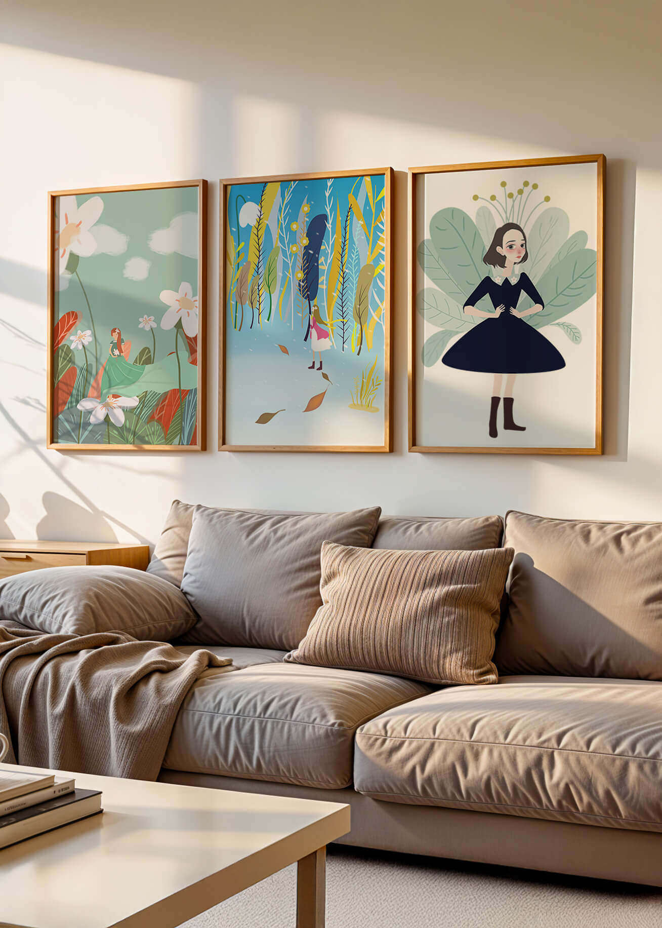 Tríptico de Ilustraciones Modernas y Coloridas