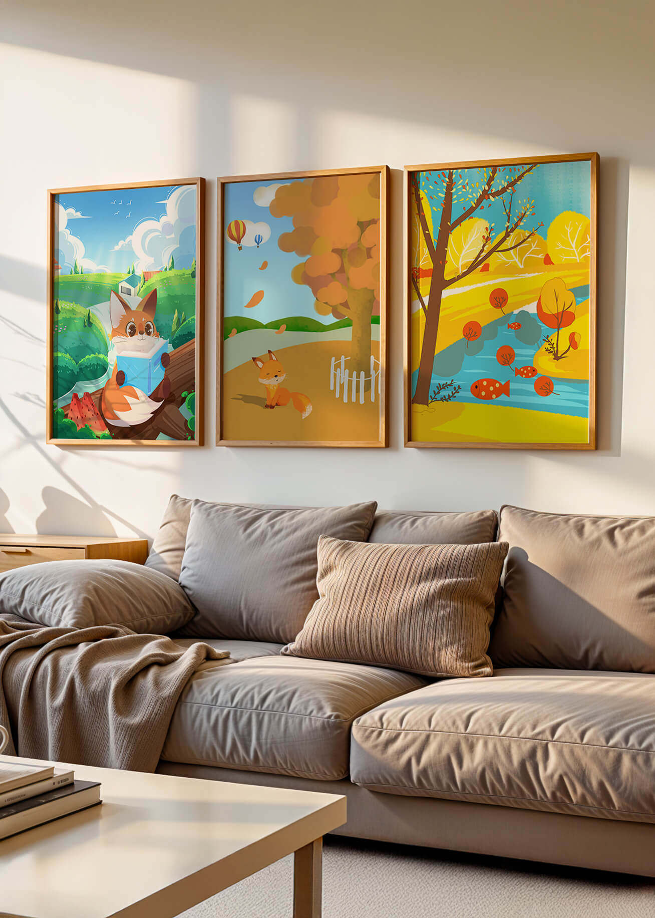 Conjunto de Ilustraciones de Zorros en Paisajes Naturales