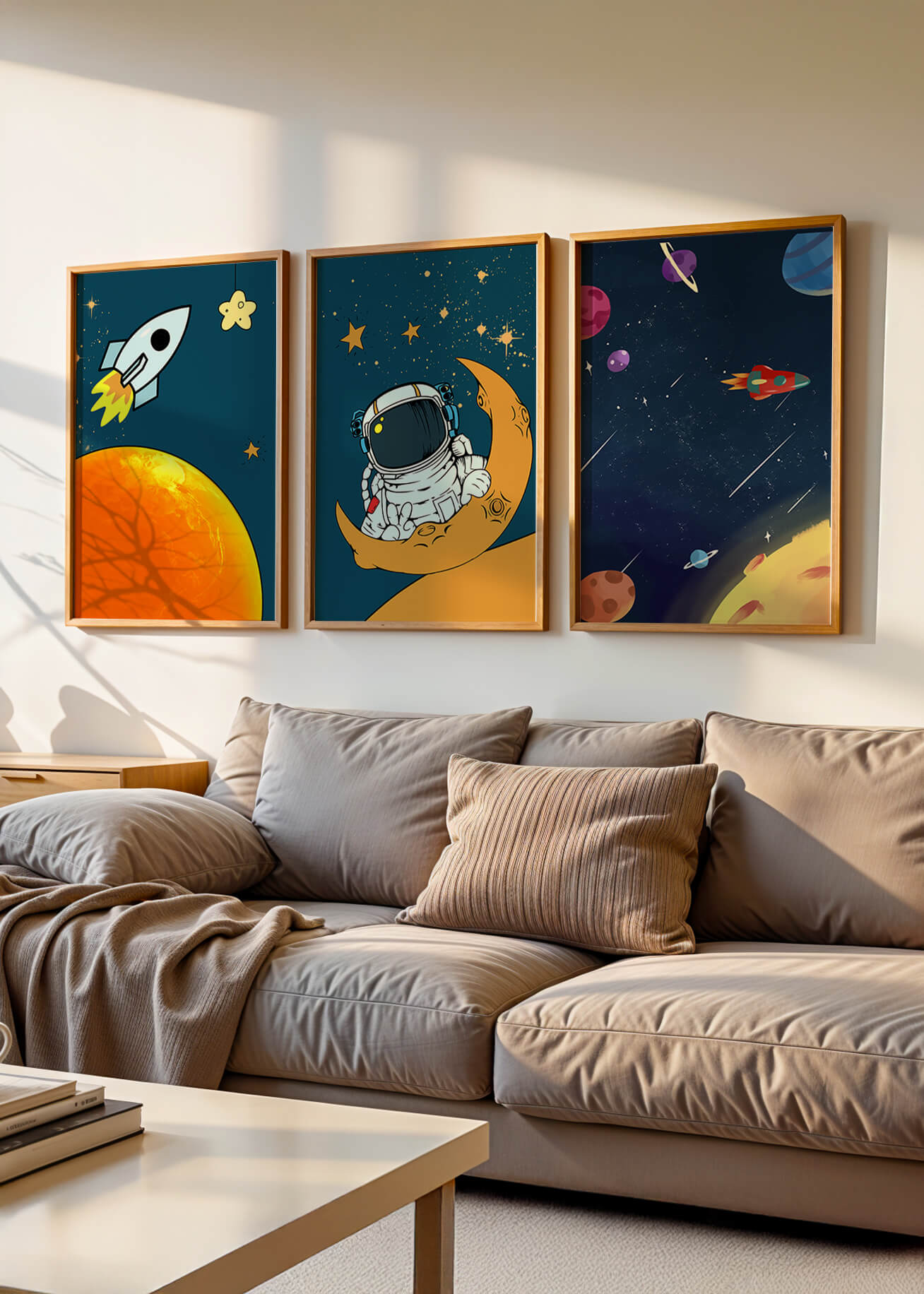 Ensemble d’images d’espace avec astronaute et fusée