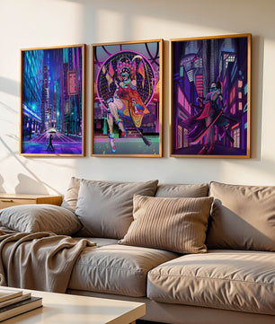 Neon-Futuristisches Triptychon rahmenlos