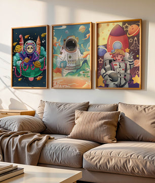 Des designs spatiaux colorés avec une thématique d’astronautes