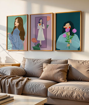 Wanddekoration mit modernen Illustrationen