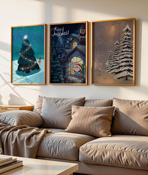 Décoration de Noël avec illustrations hivernales et ambiances festives