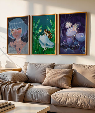 Set aus drei Kunstwerken mit Fantasymotiven