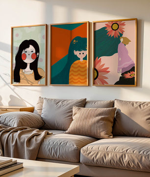 Art moderne coloré en trois designs verticaux