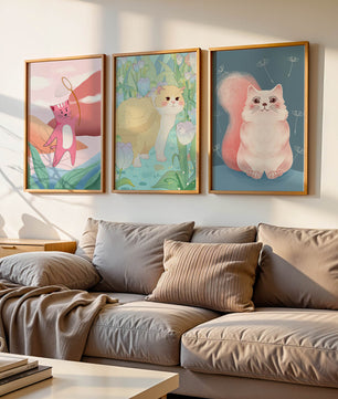 Ensemble d’illustrations de chats dans un style artistique moderne