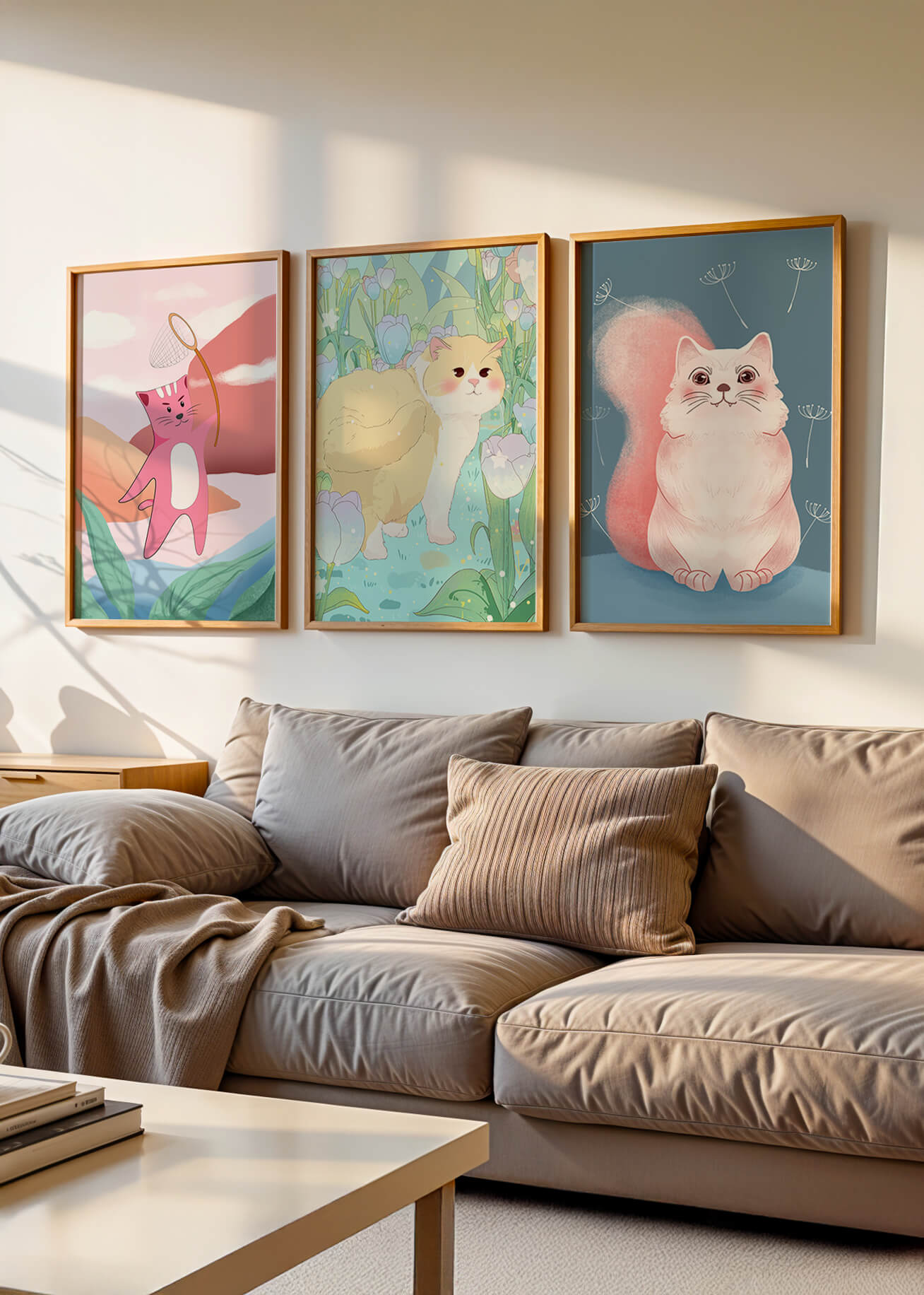 Ensemble d’illustrations de chats dans un style artistique moderne