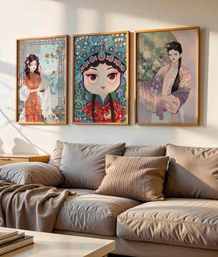 Élégantes illustrations de femmes en style oriental avec impression de haute qualité