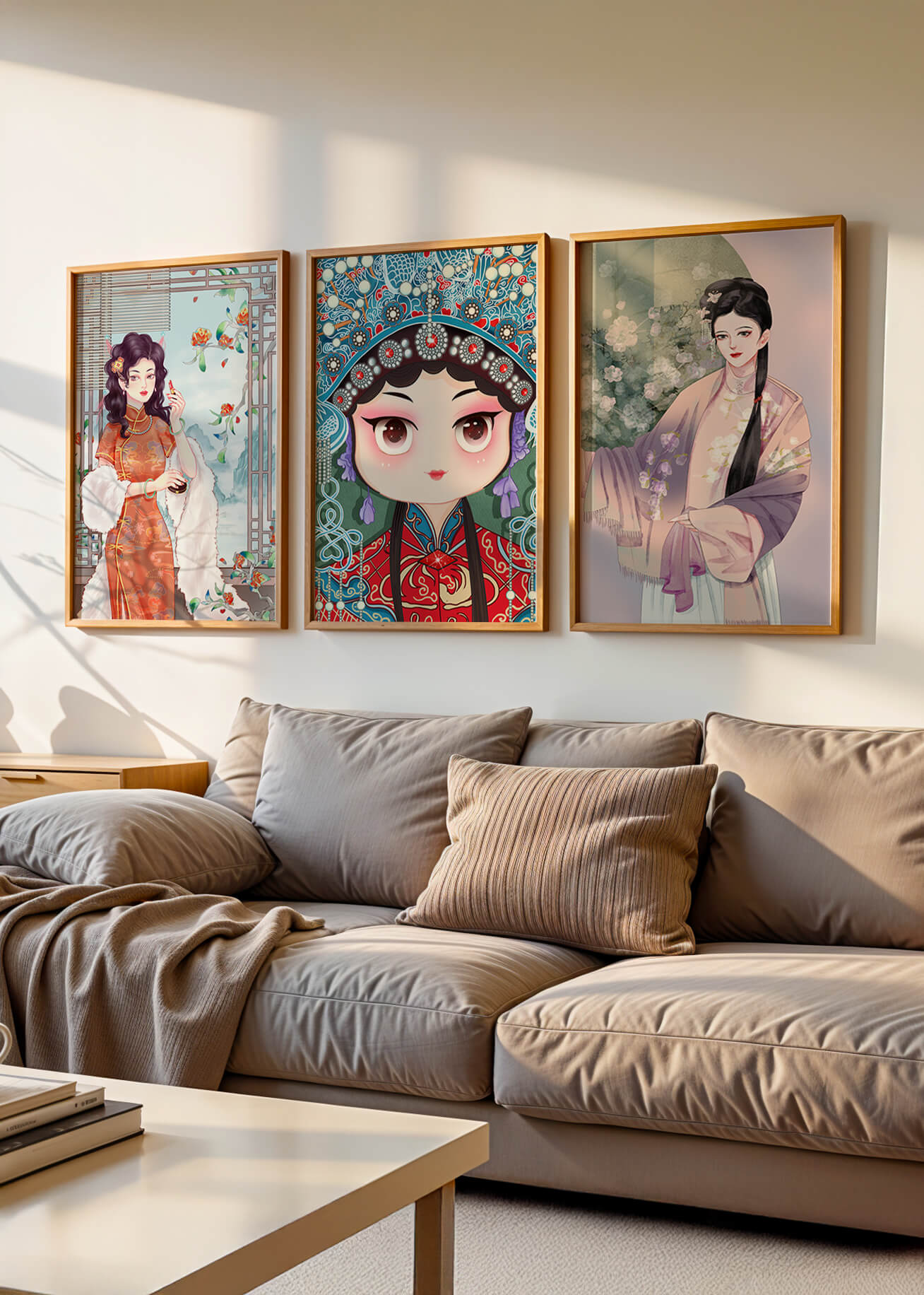 Élégantes illustrations de femmes en style oriental avec impression de haute qualité