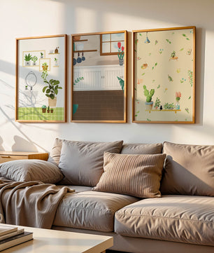 Art mural sur le thème des plantes et cuisine moderne