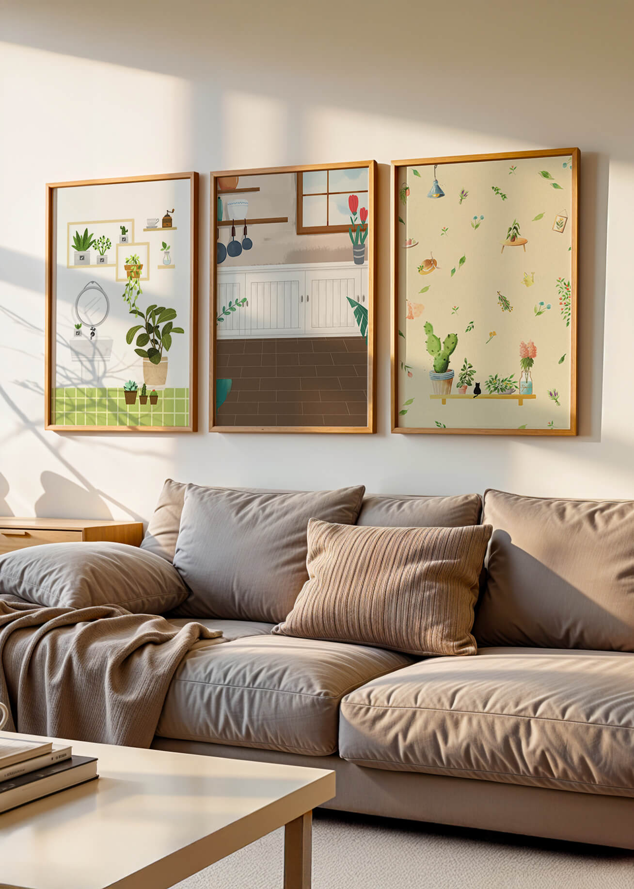 Art mural sur le thème des plantes et cuisine moderne