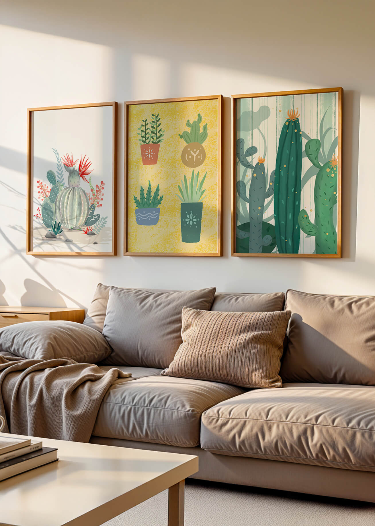 Conjunto De Impresiones De Cactus Sin Marco En Interior