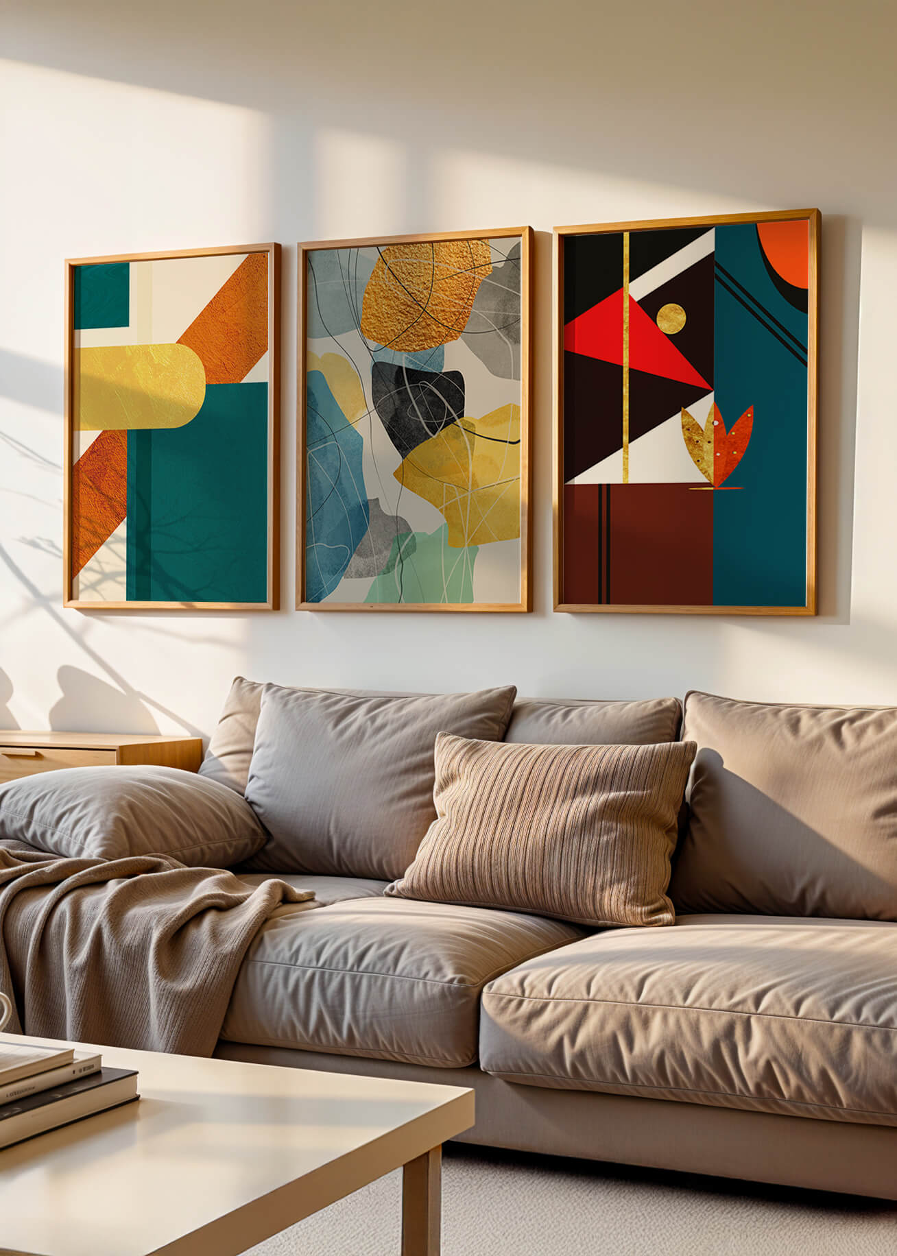 Arte Abstracto Moderno Con Elementos Geométricos Y Detalles Dorados