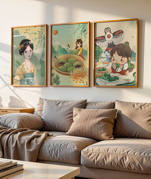 Ensemble d’illustrations inspirées de l’art asiatique