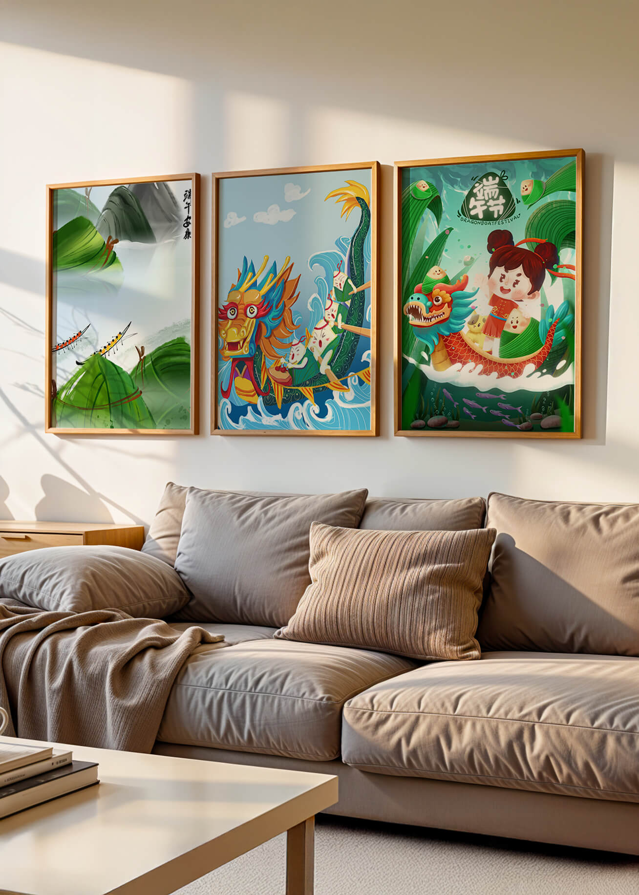 Art pour enfants avec des dragons et des éléments naturels dans un ton joyeux