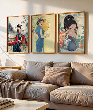 Impresiones Artísticas de Mujeres en Estilo Tradicional Asiático